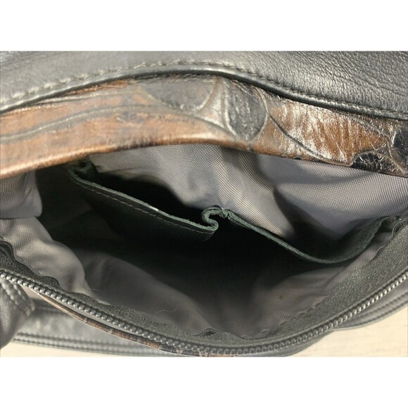 Atelier V Cuir Cross Body Purse Daisy Embossed Leather Burgundy Brown Western - Picture 5 of 15